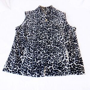 Charter Club animal print fuzzy vest